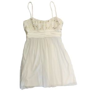 City Triangles White A Line Dress Gold Sequin